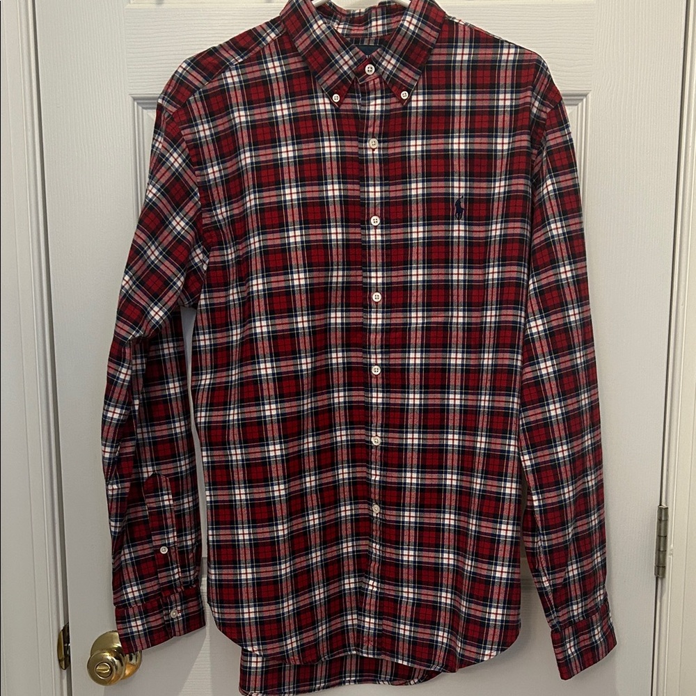 Ralph Lauren Red and White Plaid Button Down Shirt